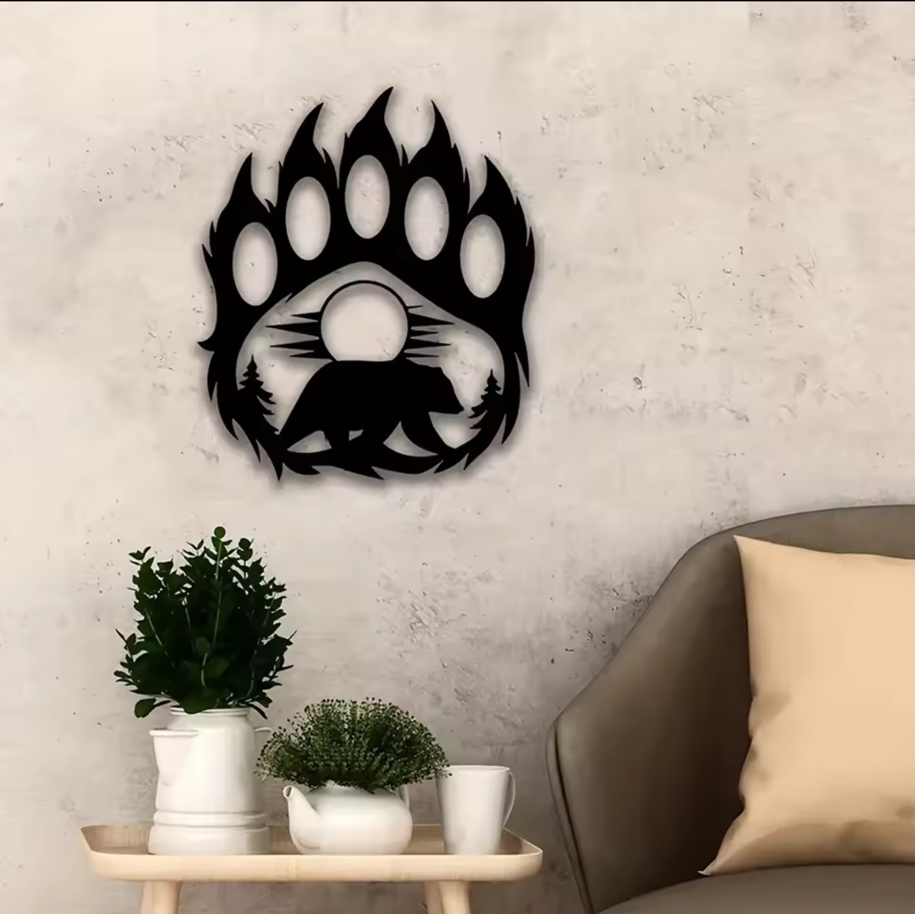 Rustic Metal Bear Paw Wall Art - Hunting Outdoor Decor review and price